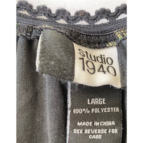 Studio 1940‎ Dark Floral Blouse Women L Black Red Smocked Cottagecore Whimsigoth - Picture 6 of 9